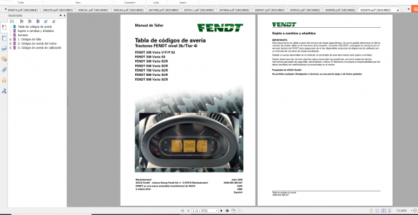 Fendt Tractor 300 Vario Scr 3b VIN 322 340 Diagram Operation Manual Workshop Manual ES 1