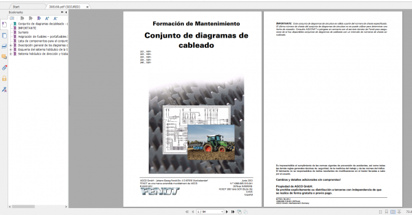 Fendt Tractor 300 Vario Scr 3b VIN 322 340 Diagram Operation Manual Workshop Manual ES 12