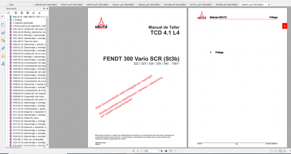 Fendt Tractor 300 Vario Scr 3b VIN 322 340 Diagram Operation Manual Workshop Manual ES 4