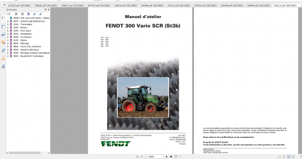 Fendt Tractor 300 Vario Scr 3b VIN 322 340 Diagram Operation Workshop Manual FR 2
