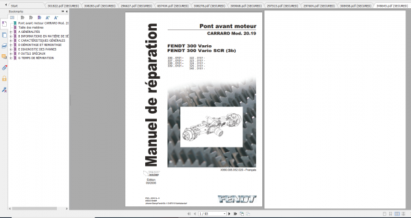 Fendt Tractor 300 Vario Scr 3b VIN 322 340 Diagram Operation Workshop Manual FR 3