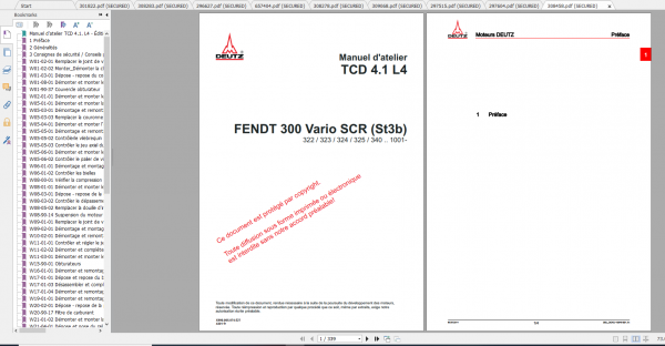 Fendt Tractor 300 Vario Scr 3b VIN 322 340 Diagram Operation Workshop Manual FR 4