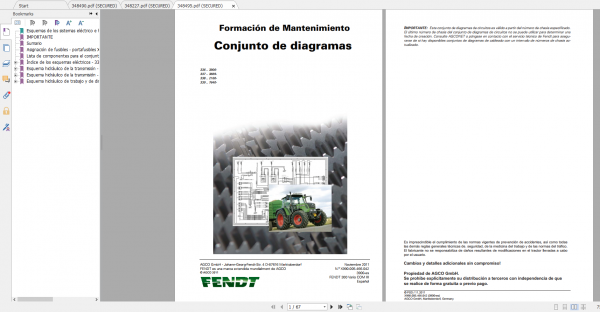 Fendt Tractor 300 Vario VIN 336 339 Diagram Operation Manual Workshop Manual ES 11