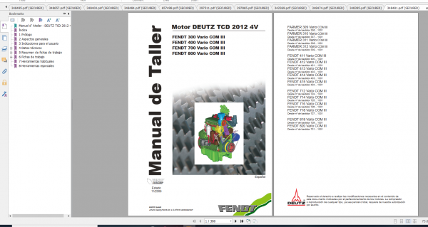 Fendt Tractor 300 Vario VIN 336 339 Diagram Operation Manual Workshop Manual ES 2