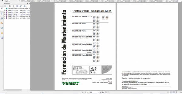 Fendt Tractor 300 Vario VIN 336 339 Diagram Operation Manual Workshop Manual ES 5