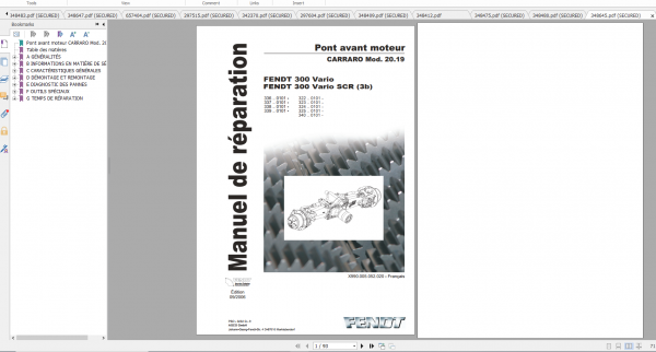 Fendt Tractor 300 Vario VIN 336 339 Diagram Operation Workshop Manual FR 1