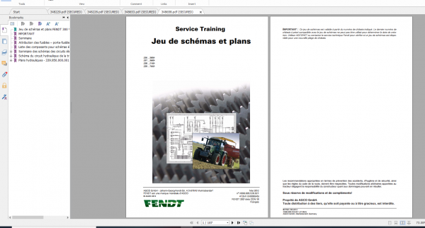 Fendt Tractor 300 Vario VIN 336 339 Diagram Operation Workshop Manual FR 10