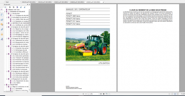 Fendt Tractor 300 Vario VIN 336 339 Diagram Operation Workshop Manual FR 9