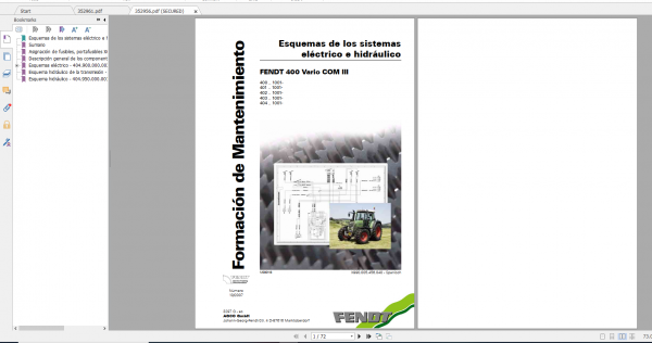 Fendt Tractor 400 Vario Com3 VIN 400 404 Diagram Operation Manual Workshop Manual ES 10