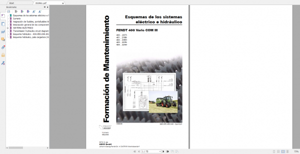 Fendt Tractor 400 Vario Com3 VIN 400 404 Diagram Operation Manual Workshop Manual ES 11