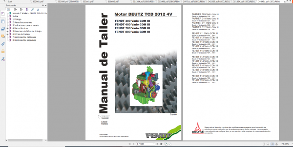 Fendt Tractor 400 Vario Com3 VIN 400 404 Diagram Operation Manual Workshop Manual ES 2