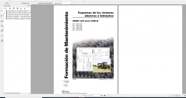 Fendt Tractor 400 Vario Com3 VIN 400 404 Diagram Operation Manual Workshop Manual ES 9