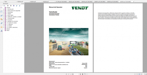 Fendt Tractor 500 Vario S4 VIN 435 438 Diagram Operation Manual Workshop Manual ES 4