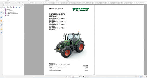 Fendt Tractor 500 Vario S4 VIN 435 438 Diagram Operation Manual Workshop Manual ES 7
