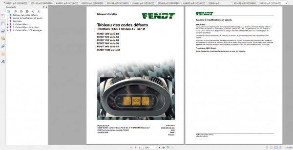 Fendt Tractor 500 Vario S4 VIN 435 438 Diagram Operation Workshop Manual FR 15