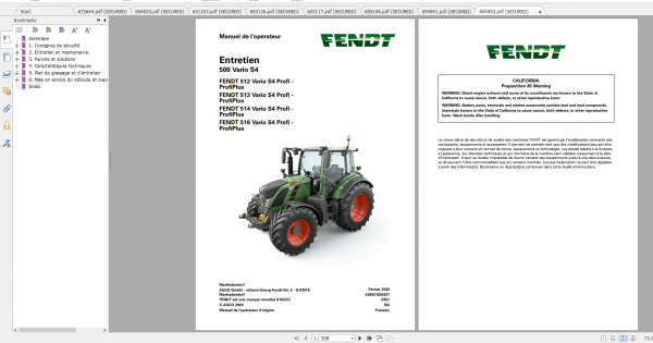 Fendt Tractor 500 Vario S4 VIN 435 438 Diagram Operation Workshop Manual FR 19