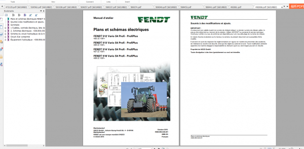 Fendt Tractor 500 Vario S4 VIN 435 438 Diagram Operation Workshop Manual FR 5