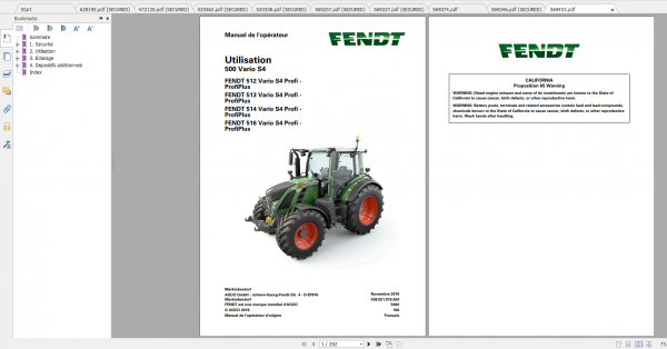 Fendt Tractor 500 Vario S4 VIN 435 438 Diagram Operation Workshop Manual FR 8