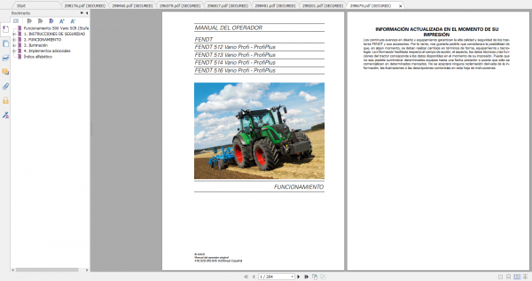 Fendt Tractor 500 Vario Scr 3b VIN 413 416 Diagram Operator Workshop Manual ES 11