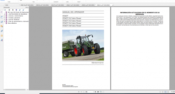 Fendt Tractor 500 Vario Scr 3b VIN 413 416 Diagram Operator Workshop Manual ES 13