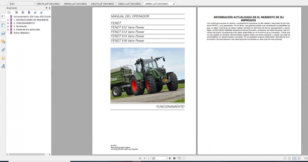 Fendt Tractor 500 Vario Scr 3b VIN 413 416 Diagram Operator Workshop Manual ES 17
