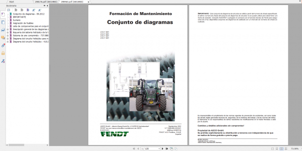 Fendt Tractor 500 Vario Scr 3b VIN 413 416 Diagram Operator Workshop Manual ES 19
