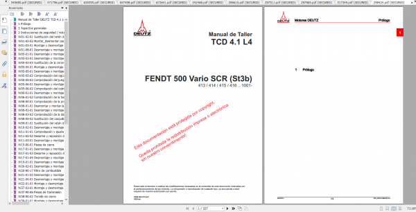 Fendt Tractor 500 Vario Scr 3b VIN 413 416 Diagram Operator Workshop Manual ES 3