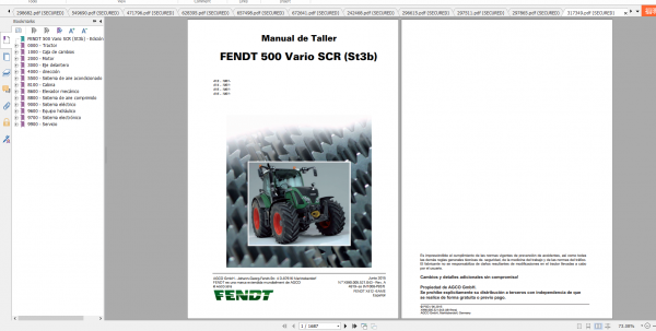 Fendt Tractor 500 Vario Scr 3b VIN 413 416 Diagram Operator Workshop Manual ES 4