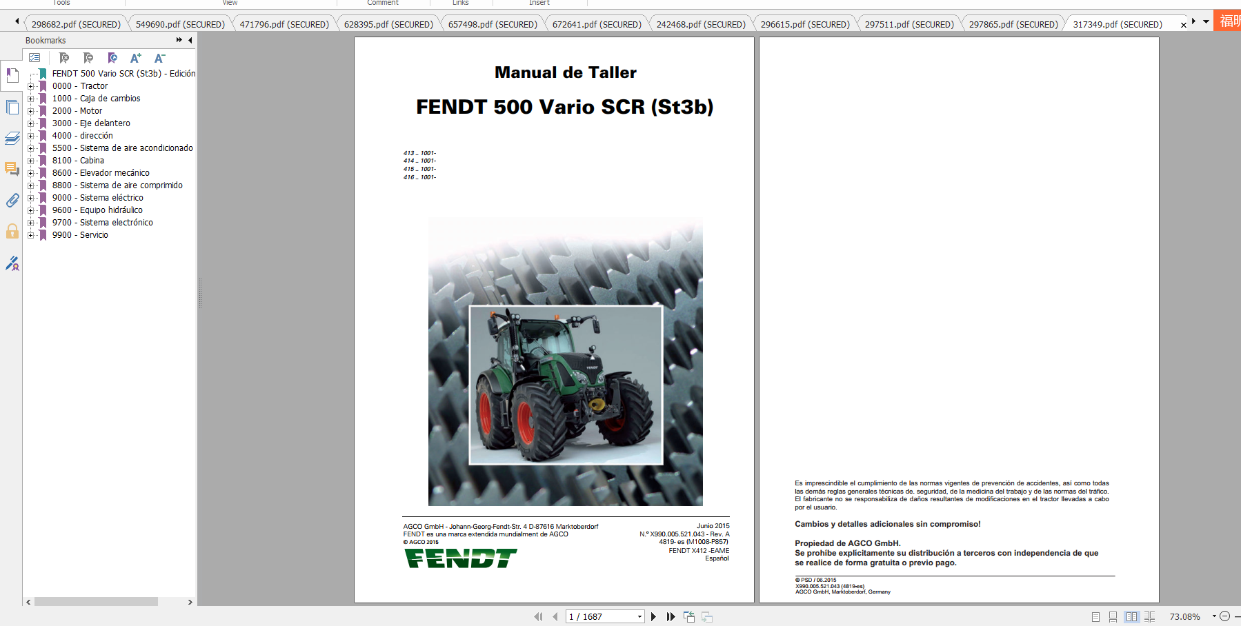 Fendt Tractor 500 Vario Scr 3b VIN 413 416 Diagram Operator Workshop Manual ES 4