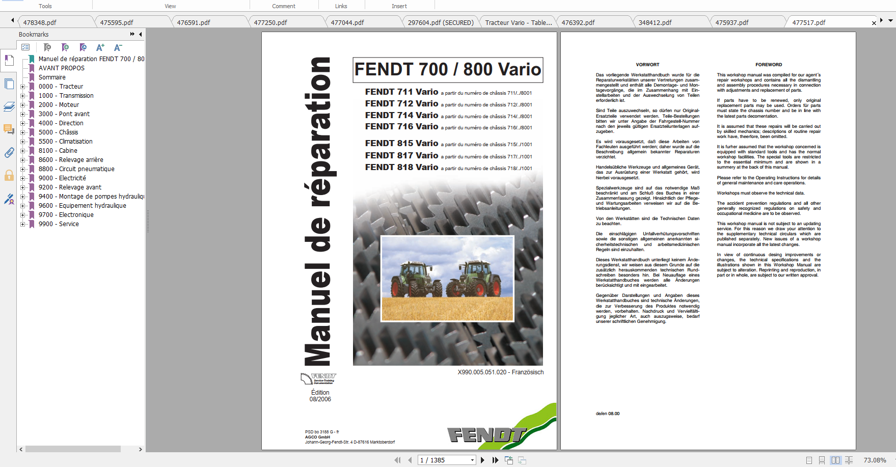 Fendt Tractor 700 Vario Com2 711 716 Diagram Operation Workshop Manual FR 2
