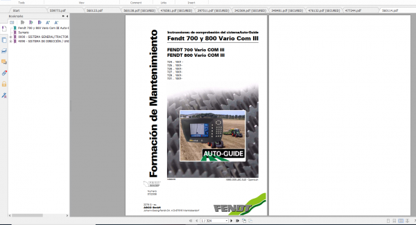 Fendt Tractor 700 Vario Com3 VIN 724 727 Diagram Operation Manual Workshop Manual ES 1