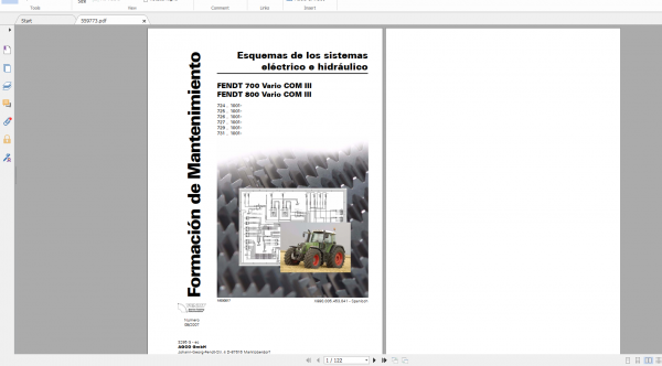 Fendt Tractor 700 Vario Com3 VIN 724 727 Diagram Operation Manual Workshop Manual ES 10