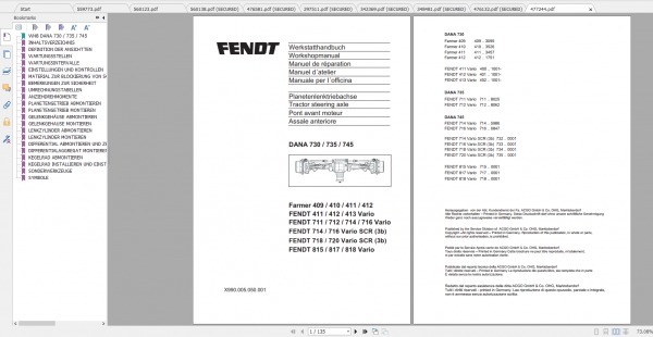 Fendt Tractor 700 Vario Com3 VIN 724 727 Diagram Operation Manual Workshop Manual ES 2