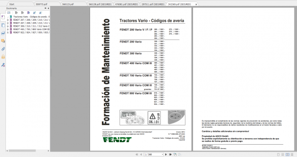 Fendt Tractor 700 Vario Com3 VIN 724 727 Diagram Operation Manual Workshop Manual ES 5