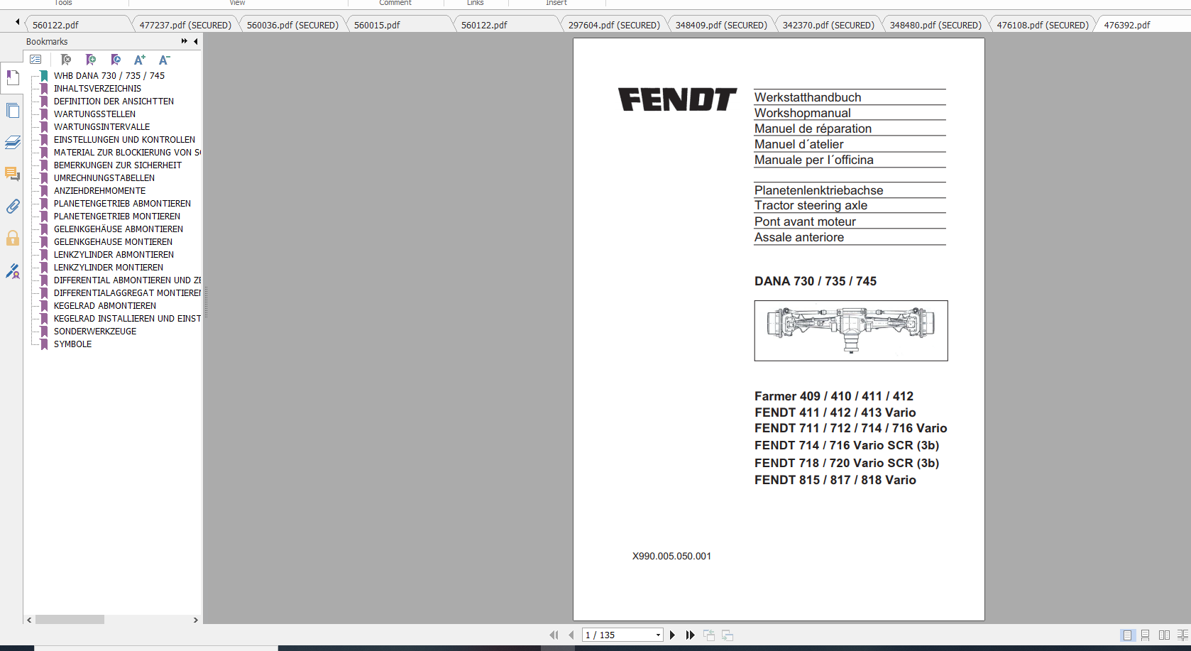Fendt Tractor 700 Vario Com3 VIN 724 727 Diagram Operation Workshop Manual FR 1