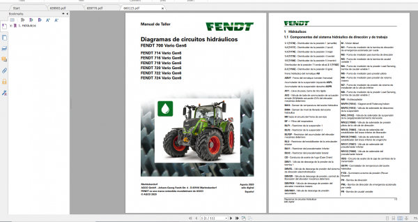 Fendt Tractor 700 Vario Gen6 VIN 760 765 Diagram Operation Manual Workshop Manual ES 6