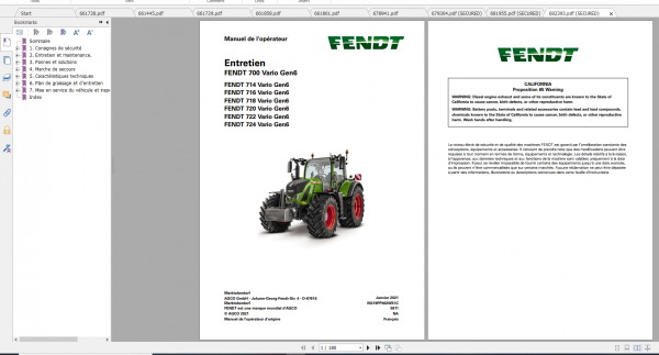 Fendt Tractor 700 Vario Gen6 VIN 760 765 Diagram Operation Workshop Manual FR 2