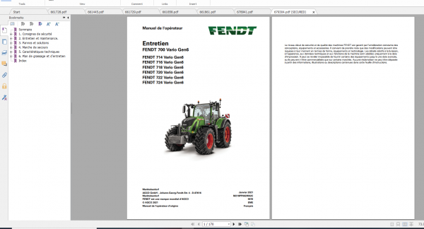 Fendt Tractor 700 Vario Gen6 VIN 760 765 Diagram Operation Workshop Manual FR 4