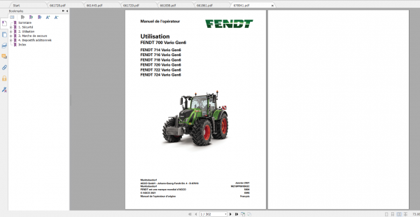 Fendt Tractor 700 Vario Gen6 VIN 760 765 Diagram Operation Workshop Manual FR 5