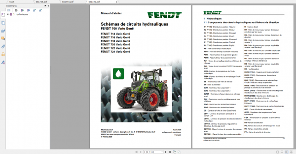Fendt Tractor 700 Vario Gen6 VIN 760 765 Diagram Operation Workshop Manual FR 8