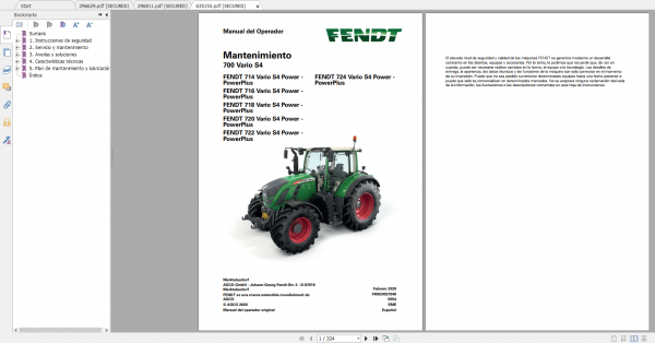 Fendt Tractor 700 Vario S4 VIN 738 743 Diagram Operation Manual ES 2