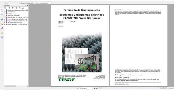 Fendt Tractor 700 Vario S4 VIN 738 743 Diagram Operation Manual ES 3