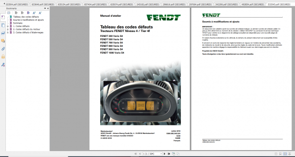 Fendt Tractor 700 Vario S4 VIN 738 743 Diagram Operation Workshop Manual FR 1