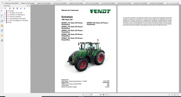 Fendt Tractor 700 Vario S4 VIN 738 743 Diagram Operation Workshop Manual FR 4