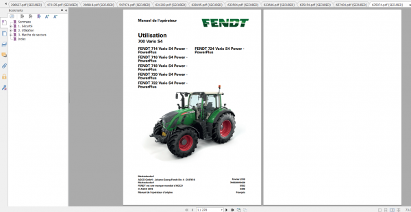 Fendt Tractor 700 Vario S4 VIN 738 743 Diagram Operation Workshop Manual FR 5