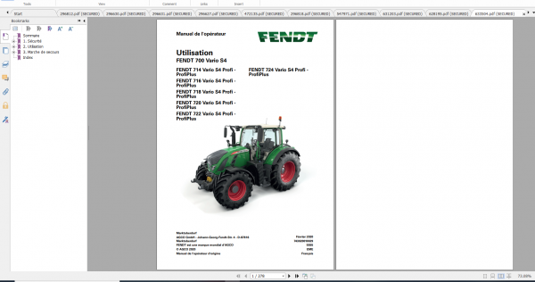 Fendt Tractor 700 Vario S4 VIN 738 743 Diagram Operation Workshop Manual FR 7