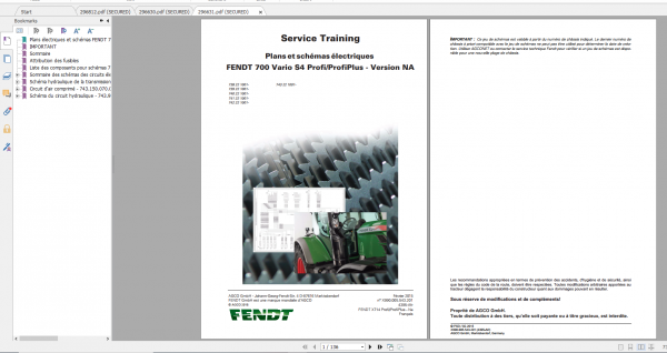Fendt Tractor 700 Vario S4 VIN 738 743 Diagram Operation Workshop Manual FR 8