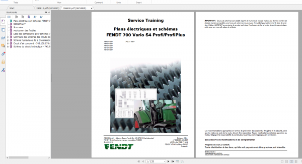 Fendt Tractor 700 Vario S4 VIN 738 743 Diagram Operation Workshop Manual FR 9