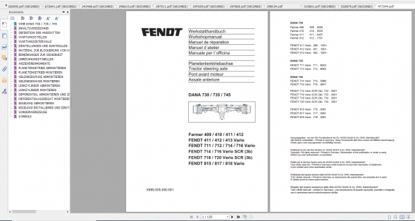 Fendt Tractor 700 Vario Scr 3b VIN 732 737 Diagram Operation Manual Workshop Manual ES 1