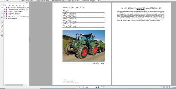 Fendt Tractor 700 Vario Scr 3b VIN 732 737 Diagram Operation Manual Workshop Manual ES 14